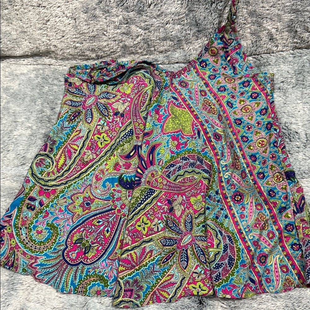 Beautiful Paisley Print silky Tank Top in bold colors